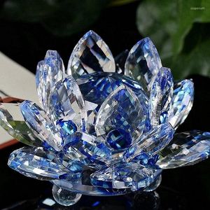 Figurines décoratines Crystal Lotus Glass Figure Paper Paper poids Feng Shui Collection de décoration 60 mm Cadeaux Souvenir