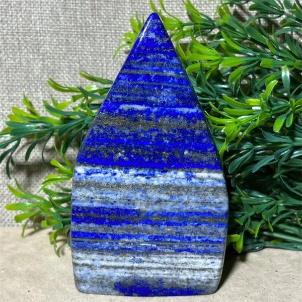 Figurines décoratives Crystal Lapis Lapis lazuli Tour libre Forme Free Beauty High Quartz Reiki minéraux Gemone Gérothérapie Stripe Decoration Home Decoration