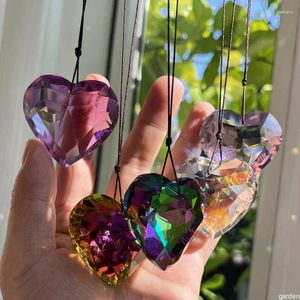 Figurines décoratives Crystal Peach Heart Prism Pendant bijou coloré Bijoux de soleil Catcher léger capture Caillette au vent Chandelier Décoration de la maison