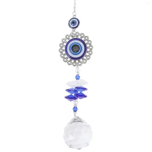 Figurines décoratives pendentif en cristal attrape-soleil turc mauvais œil ornement rétroviseur pendentifs bleus lustre blanc Suncather