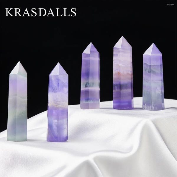 Figurines décoratives Crystal Point Prism Crariss Natural Stone Quartz Tower Mineral Rainbow Fluorite Wand Decoration Home Decoration