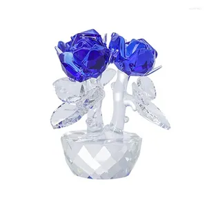 Figurines décoratives Crystal Rose Flowers Paper Paper Craft Craft Home Deocr Table Ornements Valentin Cadeau d'anniversaire