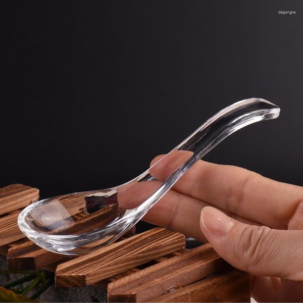 Figuritas decorativas, cuchara de cristal, cuchara tipo Nido de Pájaro, productos de cocina, vidrio transparente sin plomo, sopa, comida, postre