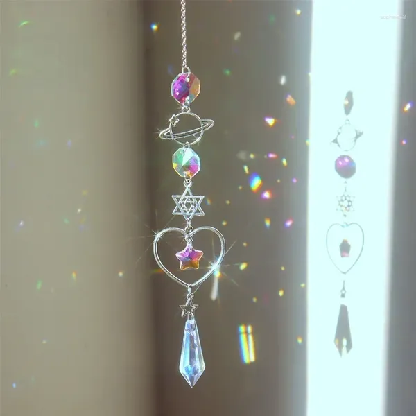 Figurines décoratives Crystal Wind Chime Moon Sun Catcher Diamond Prisms Pendant Dream Rainbow Chaser Hanging Drop Home Decor Decor
