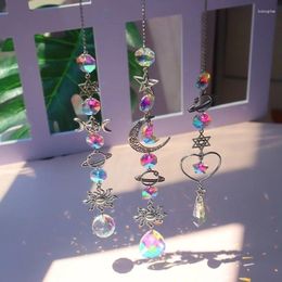 Figurines décoratives Crystal Wind Chime Prendant Catcher Diamond Prisms Moon Sun Dream Rainbow Chaser Hanging Windchime Home Garden Decor