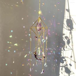 Figurines décoratives cristal windchimes ins star moon pendentif soleil / capteur léger mur suspendu jardin fenêtre dortoir