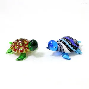 Figurines décoratives Personnalisé Mignon Verre Tortue Miniature Figurine Japon Style Dessin Animé Mer Animaux Ornements Aquarium Fish Tank Kawaii Décor