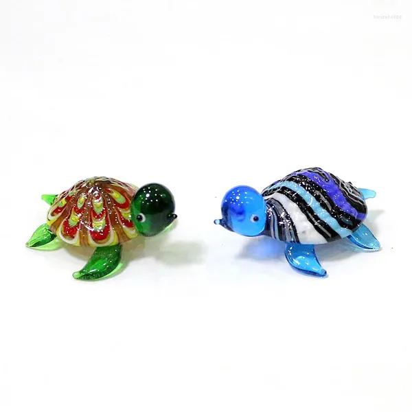 Figurines décoratives Personnalisé Mignon Verre Tortue Miniature Figurine Japon Style Dessin Animé Mer Animaux Ornements Aquarium Fish Tank Kawaii Décor