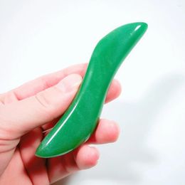 Decoratieve beeldjes Aangepast logo S-vorm Steen Echte groene aventurijn Jade Guasha Massage Tool Gezicht Gua Sha