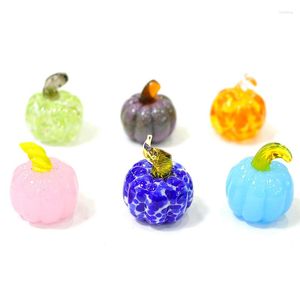 Figuras decorativas Venta al por mayor personalizada Calabaza de cristal de Murano Estatuilla en miniatura Adornos artesanales Planta linda colorida Jardín de hadas de Halloween