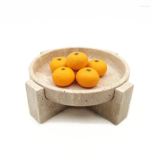 Figurines décoratives Bols irréguliers personnalisés avec bases Bac de pierre en marbre Plaques de rangement de dessert de fruits