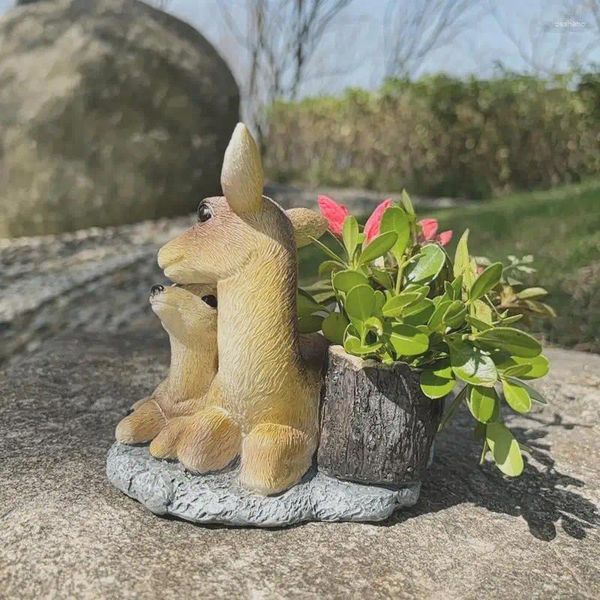 Figurines décoratives mignonnes animales polare girafe planter résine statue ornement étanche de fleur étanche caricature en forme de carton en forme de jardin décoration