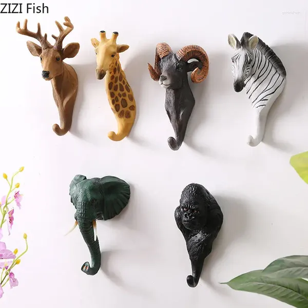 Figurines décoratives mignons animaux de dessin animé crochets de chapeau mural suspension décoration de salon décoration de salon affichage simulé crochet