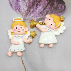 Figurines décoratives mignonnes cupid ange fille garçon bricolage résine cabochon pour collier de boucle d'oreille pendentif plat pour enfants