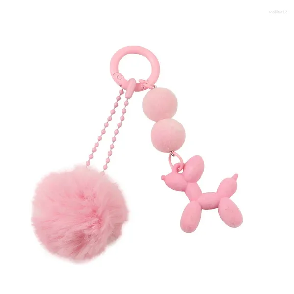 Figurines décoratives mignonnes pippy voiture clés anneau pendentif pendant couleur couleurs rond rond balles de fourrure petit sac de bijoux accessoires