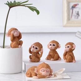 Figurines décoratives Résine mignonne statue de singe assis Pas de look talk écouter la sculpture animale maison de bureau de jardin ornement