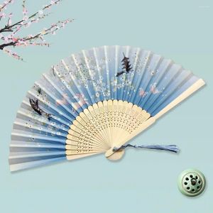 Figurines décoratines Fan de conception de découpe avec Tassel Vintage Chinois Style Bamboo Hand Fans Flower Modèle pour les femmes de l'église dansant