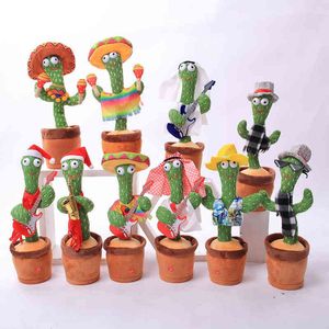Figurines décoratives Cactus dansant, jouet parlant répété, poupée électronique en peluche, batterie, chargement USB, éducation précoce, jouet amusant, cadeau, peut chanter et danser