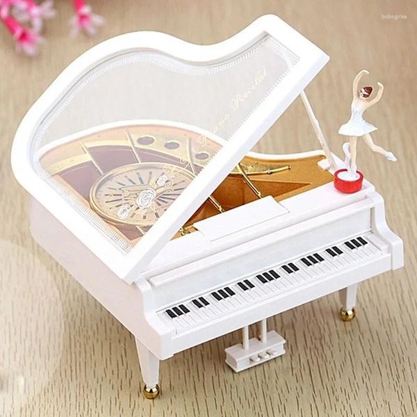 Figuras decorativas Dancing Piano Music Box Año Regalo Presente Cumpleaños de la niña Romántica Musical Decoración del hogar