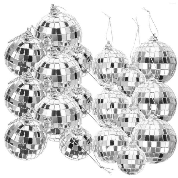 Figurines décortines décor ornements suspendus argent disco miroir à balle tasses d'arbre de mariage gâteau d'anniversaire de mariage réfléchissant