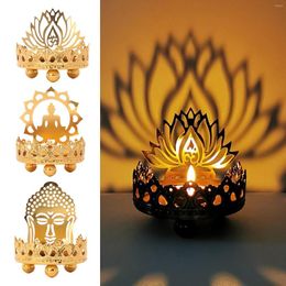Decoratieve beeldjes bureaubladdecoratie ornamenten boeddhistische voorraden geschenk retro holte gesneden groenlicht kaarsenhouder Boeddha ghee lamp licht