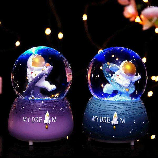 Figurines décoratives Différents espaces de temps à balle cristalline Boîte à musique neige Snow Luminal Desktop Decoration Gift Ornements