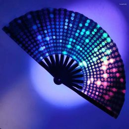 Decoratieve beeldjes Disco Fan Cool Opvouwbaar Kleurrijk Holografisch Rave Bamboe Ribben Hand Decor Kerstmis Halloween Fluorescerend