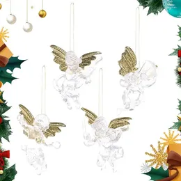 Figuras decorativas Adornos de árbol de Navidad Diy Pendientes asequibles 4 PCS Clear Angel Doll Supplies de decoración colgante