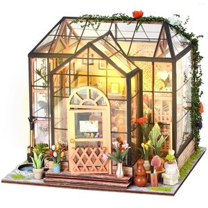 Decoratieve beeldjes Diy Miniature House Kit met LED Light Creative Dollhouse Model Furniture 3D voor handgemaakte geschenken voor volwassenen