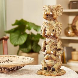 Les figurines décoratives n'ont pas l'air d'écouter la collection d'éléphants empilés malélisé Statue Resin Craft Indoor Ornement Ornement Nordic Home Decor