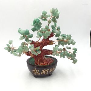 Figurines décoratives en Jade, arbre porte-bonheur, cristal naturel, Point de guérison, décoration de bureau