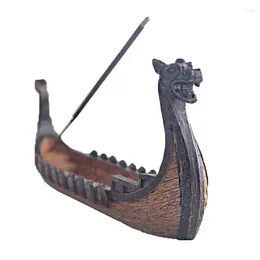 Figuras decorativas Barco de bote Dragón soporte de palo quemador a mano tallado tallado adornador adornadores retro diseño tradicional
