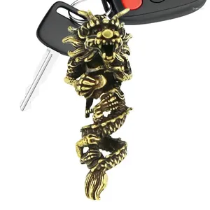 Figurines décoratines Dragon Car pendentif chinois Keychain vintage oriental chance cuites clés chaînes charme bijoux enroulé