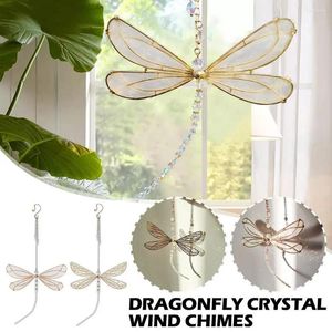 Figuras decorativas Dragonfly Crystal Wind Chimes Creative Home Decor Rainbow Window Drop Bell Garden Chime para Regalos Decoración Car