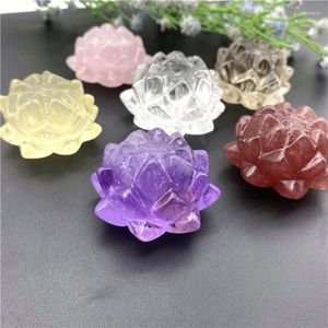 Figurines décoratives goutte 1PC naturel améthyste fraise Rose blanc Quartz cristal Lotus fleur artisanat Fengshui pierres et cristaux