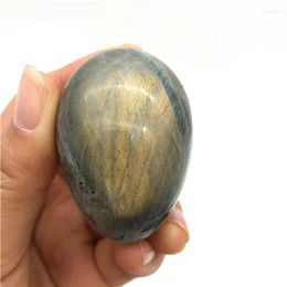 Les figurines décoratifs tombent 1pc Natural Labradorite Egg Mineral Healing Crystals Specel Specel Specem Home Decor Stones and