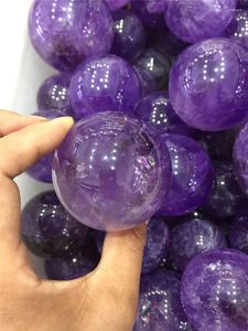 Decoratieve beeldjes Drop natuurlijke Amethist Quartz Crystal Gemstone Sphere Reiki Healing Orb Ball Home Decor Meditatie