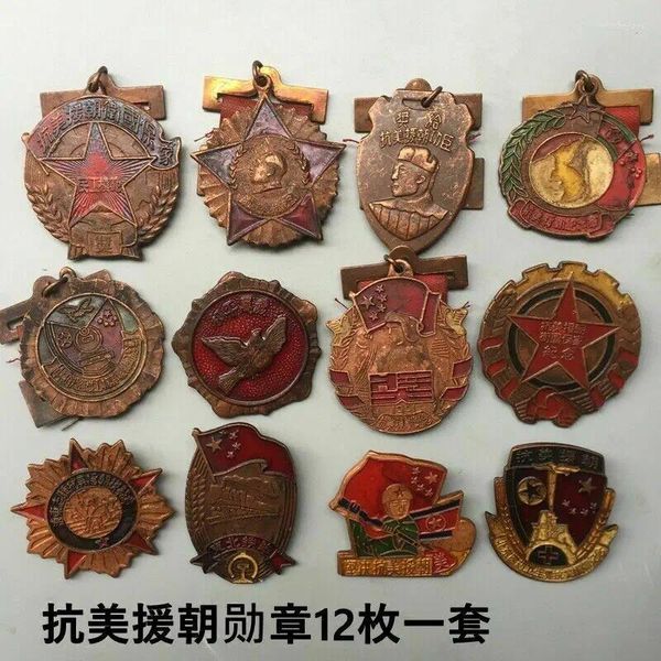 Figurines décoratives pendant la collection de médailles de badges chinois de la guerre de Corée 12 PCS