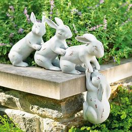 Figurines décoratines Décoration de Pâques Miniature Hare Animal Figurine sauvée par un cadeau de décoration de sculpture cadeau