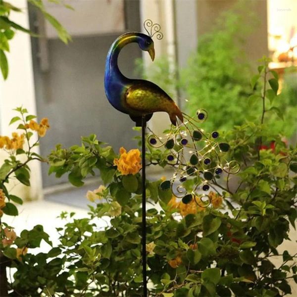Figurines décoratives faciles à utiliser artisanat pour la décoration de pavillon sculpture de paon extérieur lumières jardin lanterne de pelouse solaire lampe