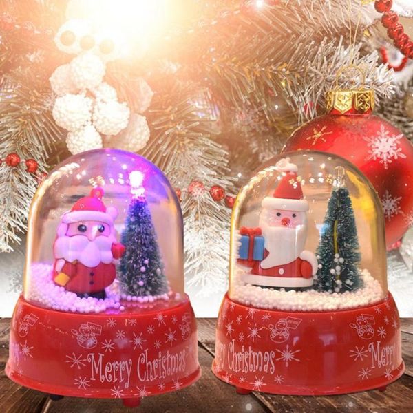 Figurine decorative Globo di neve natalizio ecologico Pupazzo di neve 2 stili Ornamento di carillon luminoso a LED colorato