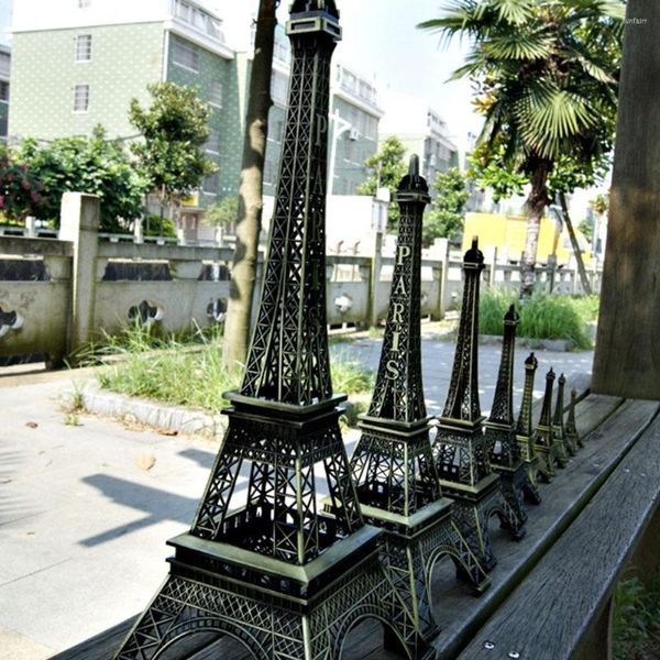 Figuritas decorativas Torre Effiel moda romántica Retro Artesanía de metal Vintage tono bronce París estatuilla estatua decoración del hogar