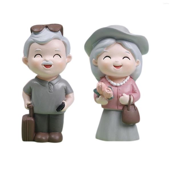 Figuritas decorativas para ancianos, adornos para decoración de tartas, cumpleaños, aniversario, decoración del jardín del hogar