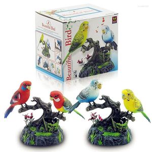 Figurines décoratives oiseaux électriques commande vocale Couples perroquets jouet pie musicale parlant électronique modèle d'oiseau de compagnie décoration de la maison cadeau