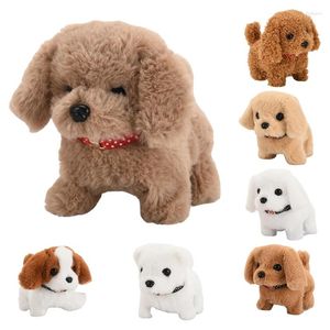 Decoratieve beeldjes Elektronische pluche puppy hondenspeelgoed Simulatie Smart Pet Walk Bark Nod Wag staart schattige poppen INTERACTIEF Geschenken Desktop