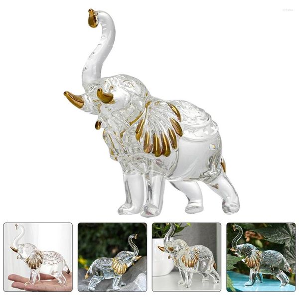 Figuras decorativas Estatua de elefante Figura de cristal Escultura Animal Suerte Soplado a mano Riqueza Tronco Decoración Decoración Artesanía Adornos