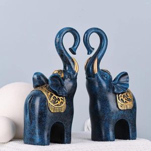 Figurines décoratives Statue d'éléphant deux jolis éléphants en résine, poupée bon gars, accessoires pour la maison, ensemble de Sculpture, cadeaux de décoration d'amour