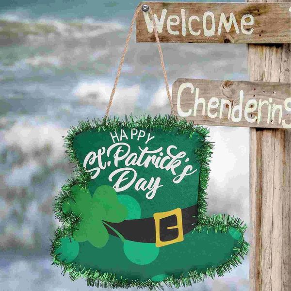 Figurines décoratines Emblems Accessoires de chapeau St Patrick Porche Signe en bois Patrick Decoration Decoration Porte d'entrée Ornement