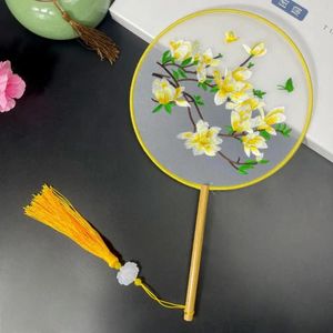 Figurines décoratives Broidered Round Dance fan de paon chinois Fleur Fleur Hand vintage pour les fêtes Mariages Cosplay