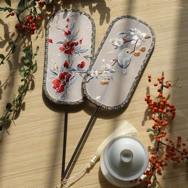 Figuras decorativas Fans de seda de bordado Estilo antiguo SU Fan Mano china para mujeres Cheongsam Danza para adultos